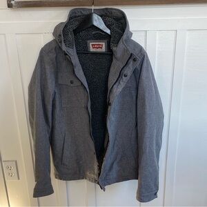 Levi’s Men's Sz Medium Charcoal Sherpa Inside Hooded Field Coat Jacket